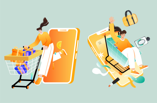 电商购物人物插画