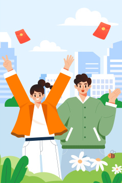 城市青春活动插画