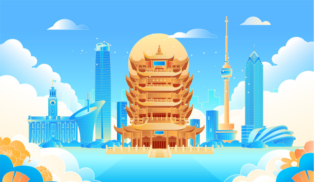 武汉城市建筑插画