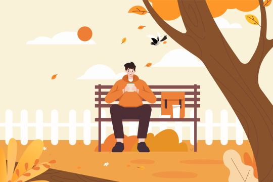 秋天公园休闲插画