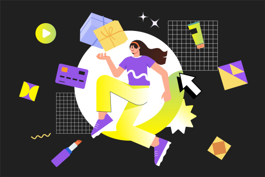 女性电商购物插画