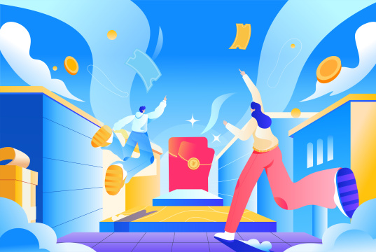 网购红包促销插画