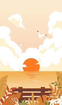 秋日海边日落背景