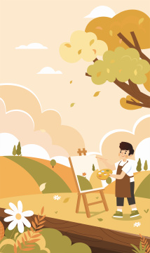 秋季写生绘画插画