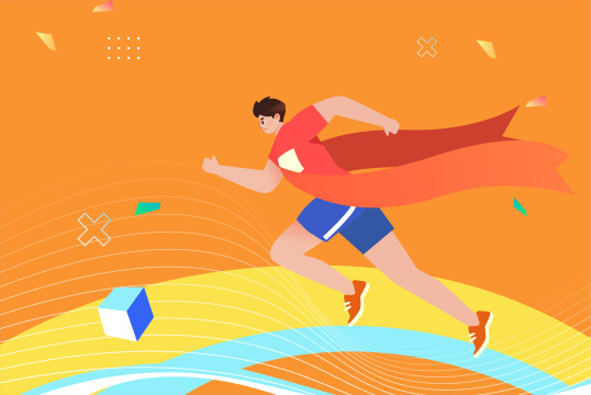 田径赛跑冲刺插画