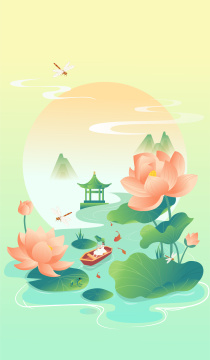 中式大暑节气插画