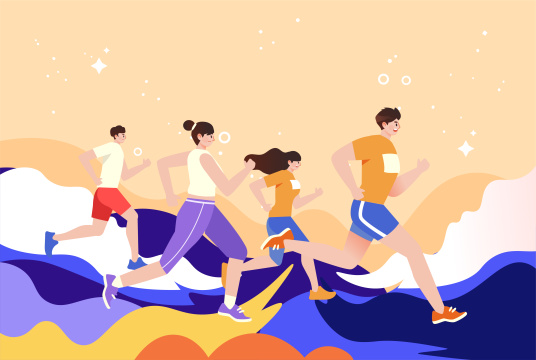 马拉松跑步插画