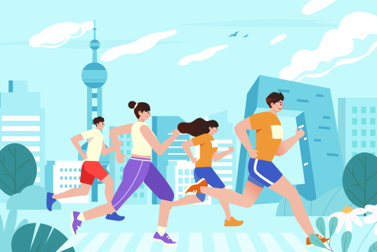 城市马拉松比赛插画