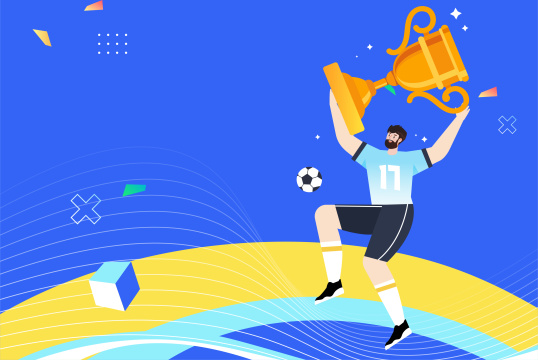 足球胜利庆祝插画