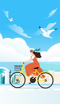 夏天海边骑车