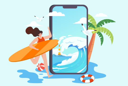 夏日旅行冲浪插画
