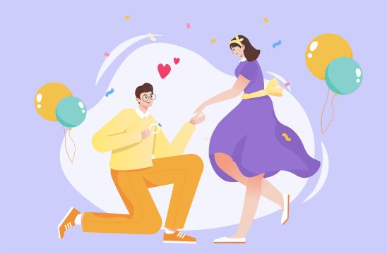 情人节求婚插画