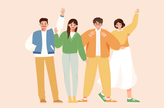 男女青年卡通矢量插画