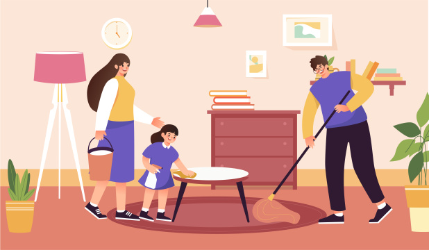 家庭大扫除插画