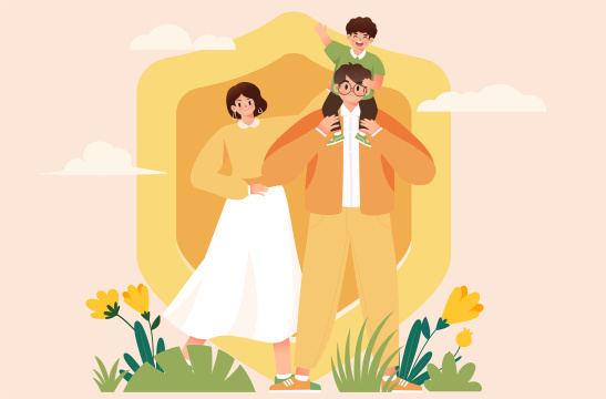 保护家人插画