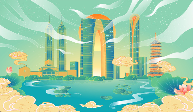 苏州国风城市插画