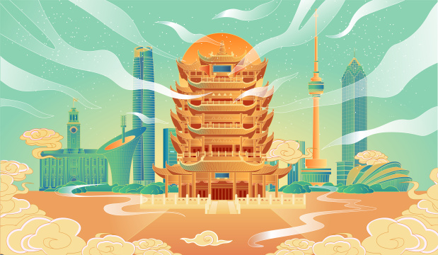 武汉城市建筑插画