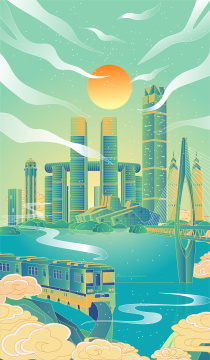 重庆城市轻轨插画
