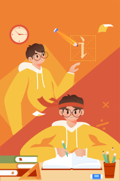 学生冲刺学习插画