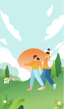 一家人春分旅行插画