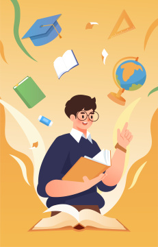 在线教育的老师插画