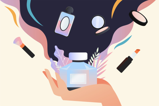化妆品电商背景插画