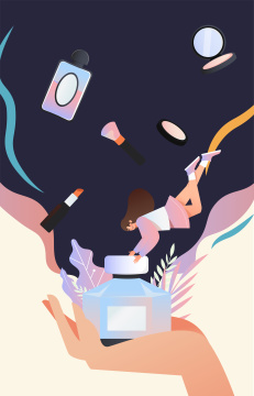 美妆电商插画背景