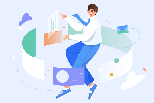 商务白领数据分析扁平插画