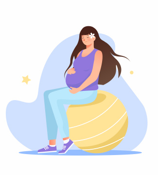 怀孕的妈妈做瑜伽插画