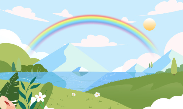 户外山水背景插画