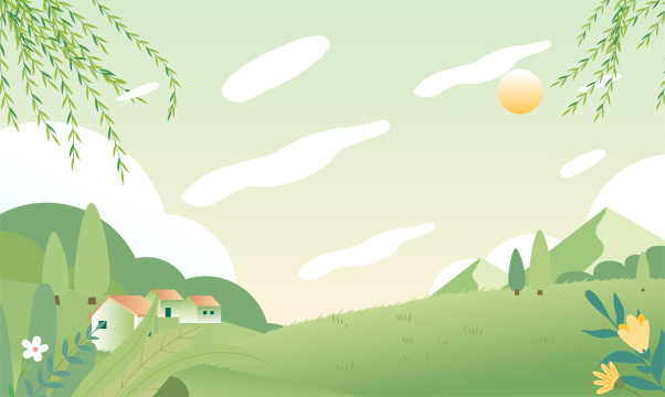 春天草地背景插画