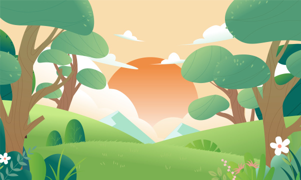 春天植物风景插画