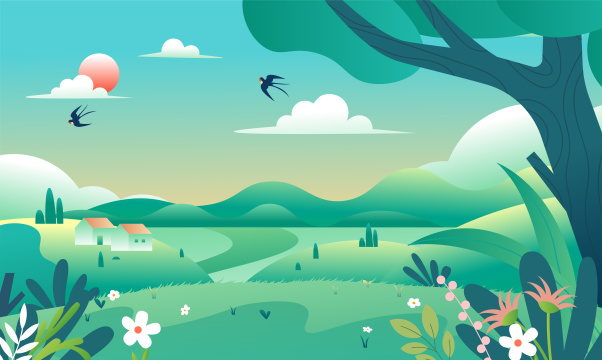 春天风景背景插画
