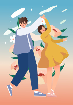 情侣跳舞插画