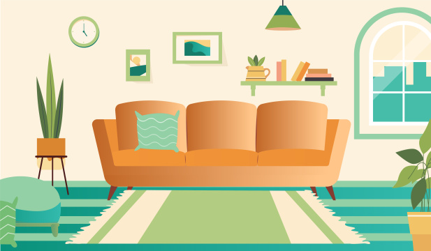 春天的房间插画