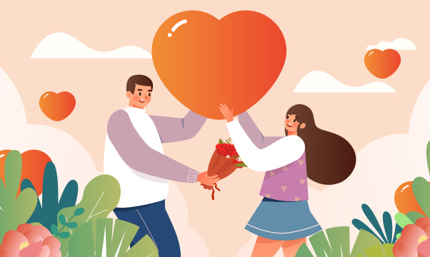 春节情人节插画