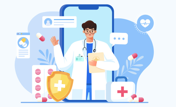 互联网医疗看病插画