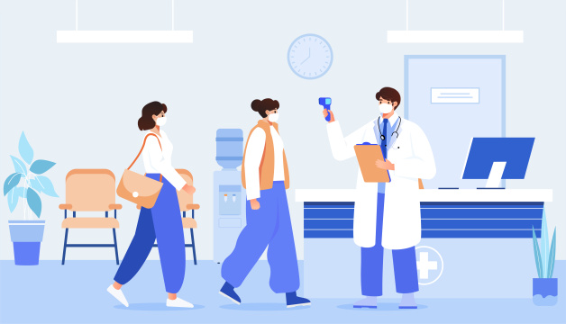 疫情医院看病插画