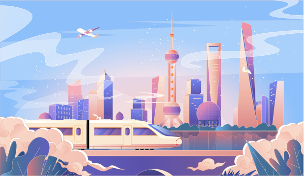 国潮上海春运插画