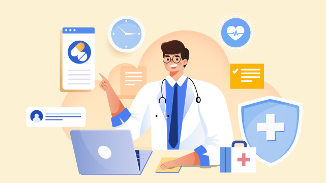 在线互联网医生插画