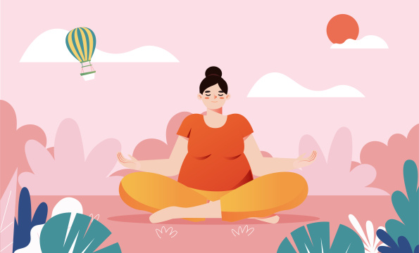 怀孕妈妈锻炼插画