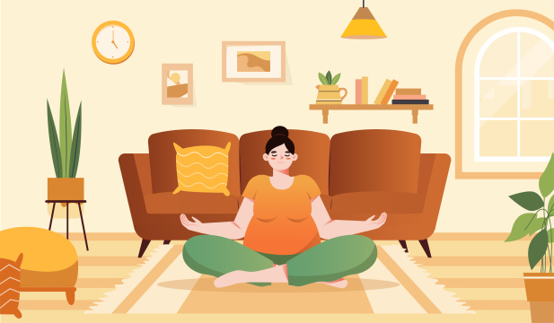 练瑜伽的孕妈插画