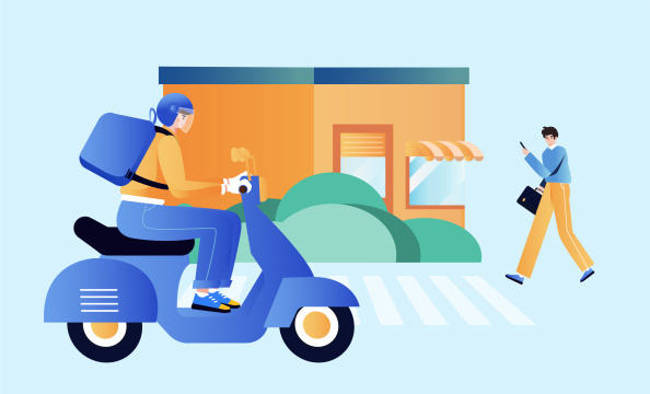 送外卖的小哥插画