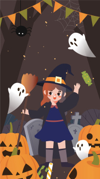 万圣节变装插画