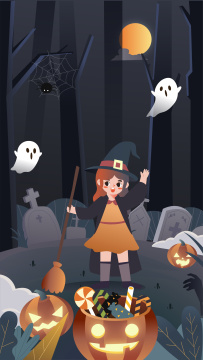 南瓜糖果灯插画