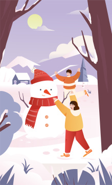 立冬节气插画竖版