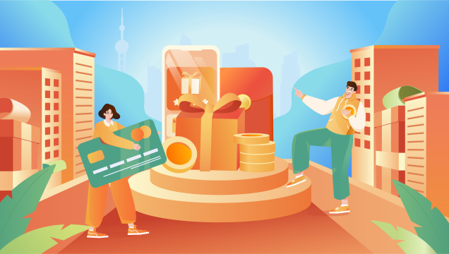 电商金融横版插画