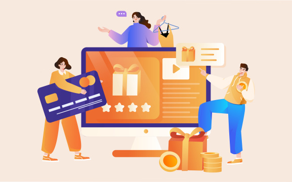 双11双12购物插画