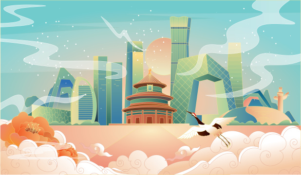 中国风北京建筑插画