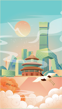 中国风北京建筑竖版